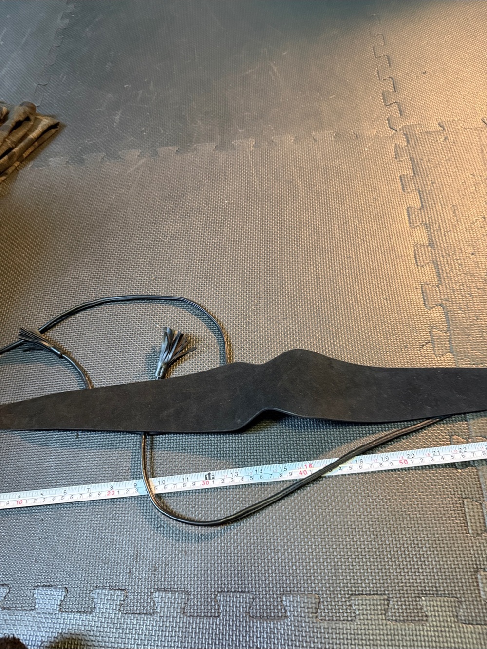 White House Black Market Black Suede Obi Belt with Tassel Ties